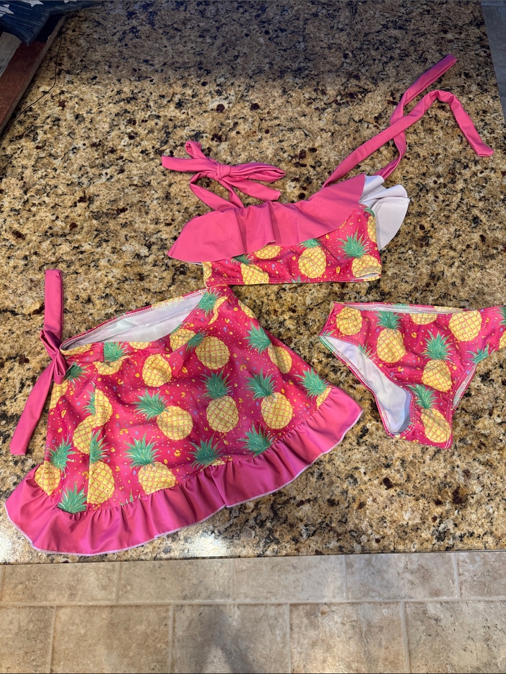 Pink Pineapple Three-Piece Bikini Set